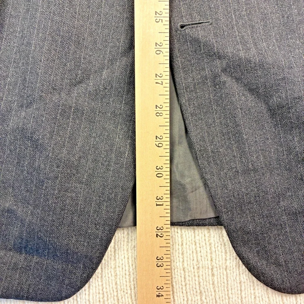 VTG Brioni Charcoal Gray Pinstripe Suit Jacket 40L 41L Italy Wool Designer